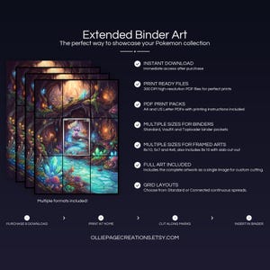 Collector bundle feature overview for Noibat extended binder art — binder page grids plus 8x10, 5x7, 4x6 and PSA-style framed prints, 300 DPI instant digital download