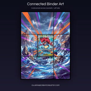 Mega Feraligatr EX 274/217 connected binder art joining across two pockets, left side, printable extended card display for 9-pocket binders