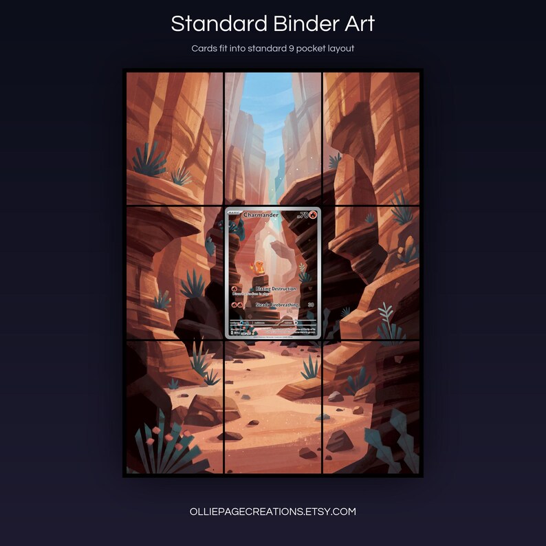 Charmander 168/165 extended art 3x3 grid layout, full 9-pocket binder page display printable, S&V 151 collector insert