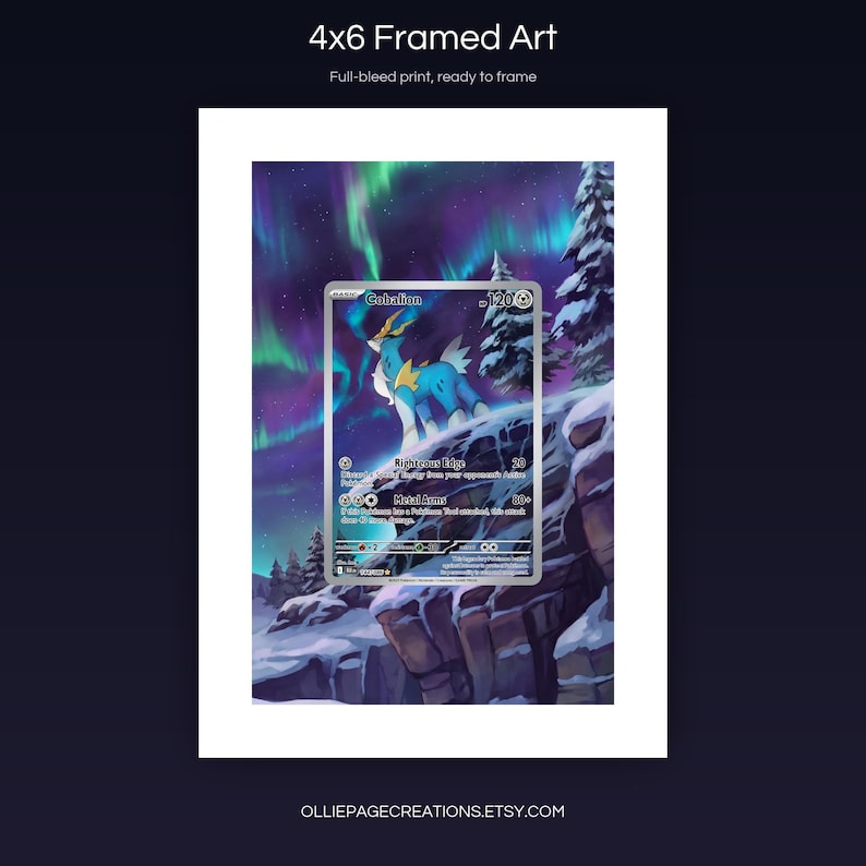 Cobalion 144/086 4x6 full-bleed framed art print, ready to frame, Black Bolt