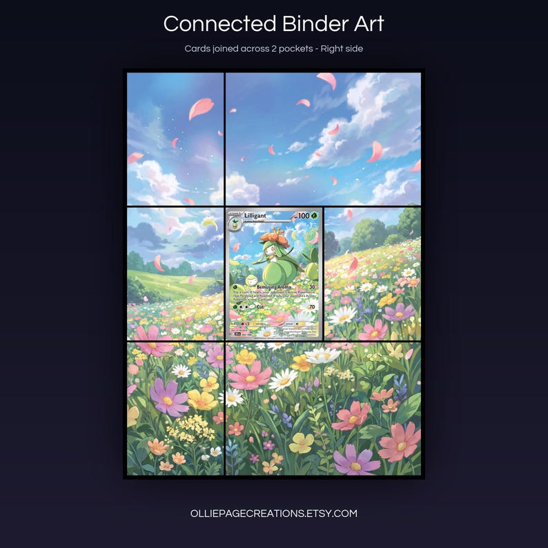 Lilligant 092/086 connected binder art joining across two pockets, right side, printable extended card display for 9-pocket binders