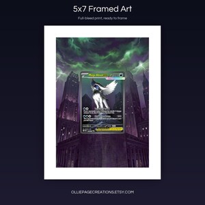 Mega Absol EX 180/132 5x7 full-bleed framed art print, ready to frame, Mega Evolution