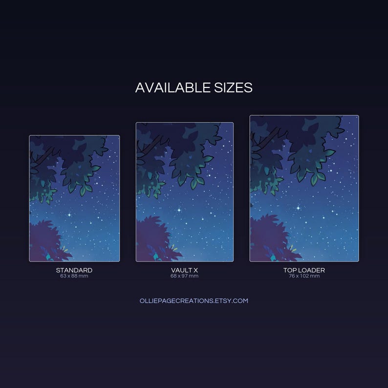 Zorua extended binder art size guide showing Standard, Vault X, and Top Loader printable card sleeve dimensions