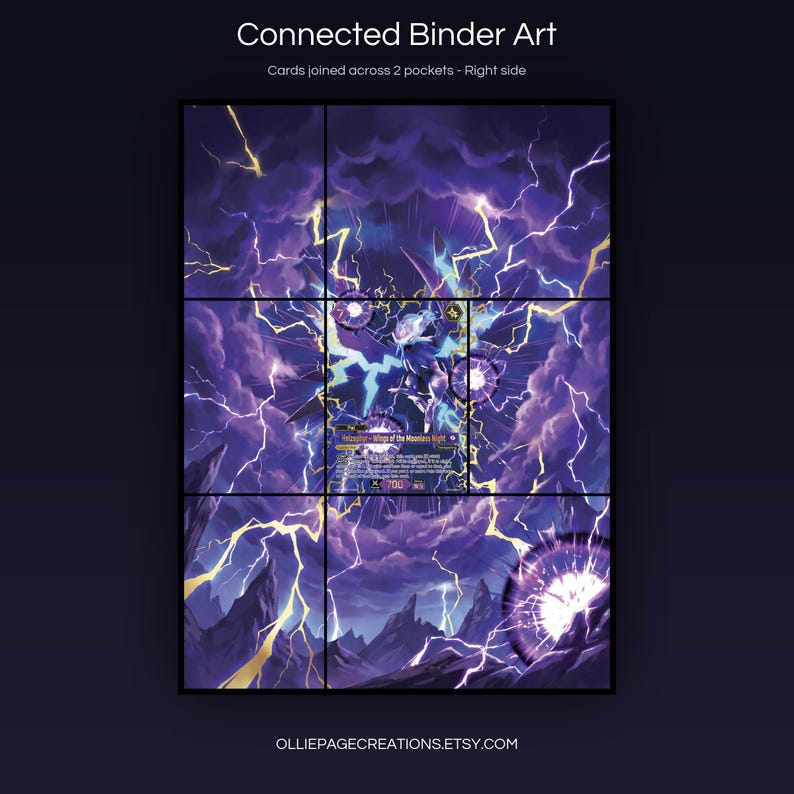 Helzephyr BP01-073-SSP connected binder art joining across two pockets, right side, printable extended card display for 9-pocket binders