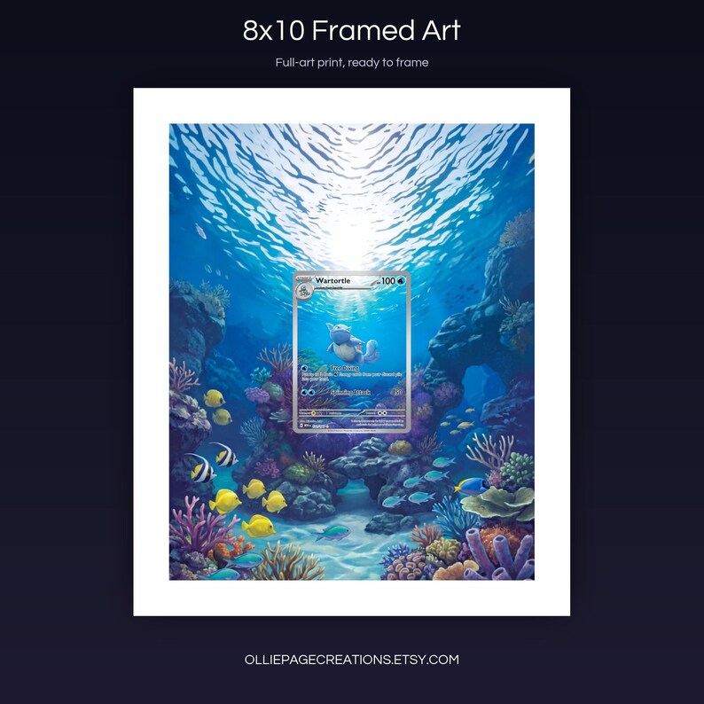 Wartortle 171/165 8x10 full-art framed print, ready-to-frame extended art wall display, S&V 151