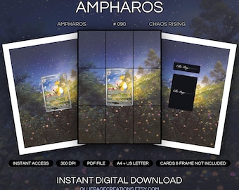 Ampharos 090/086 Binder Art + Framable Print Bundle | Extended Art 9-Pocket Display | 8x10 5x7 4x6 | Chaos Rising