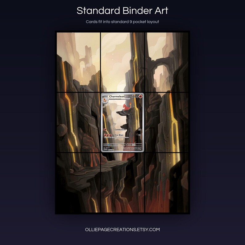 Charmeleon 169/165 extended art 3x3 grid layout, full 9-pocket binder page display printable, S&V 151 collector insert