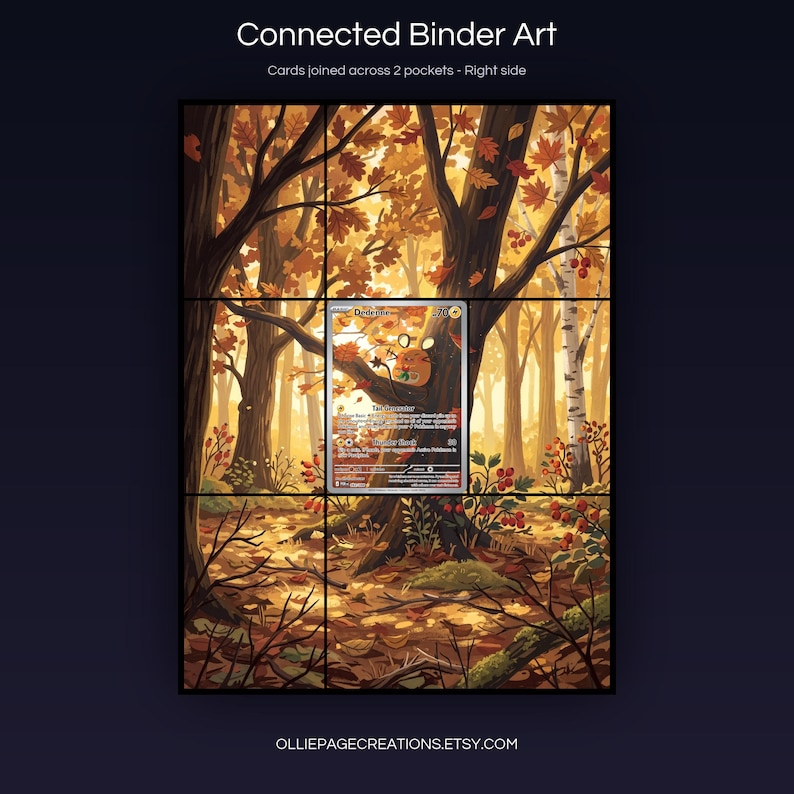 Dedenne 093/088 connected binder art joining across two pockets, right side, printable extended card display for 9-pocket binders