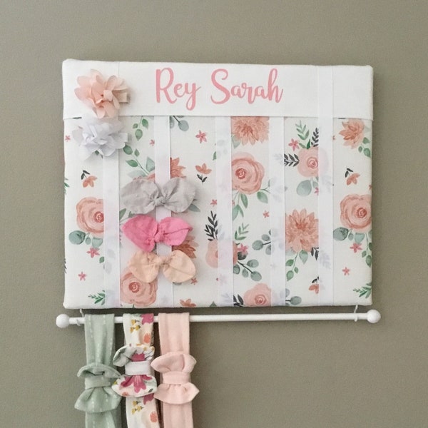 Bow Holder, Personalized Headband Organizer, Girl Nursery Decor, Baby Girl Shower Gift