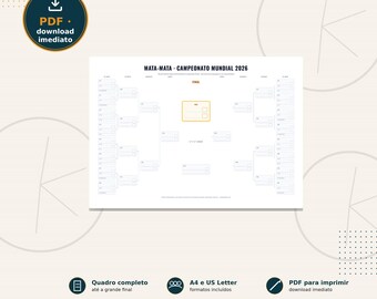 World Cup 2026 Knockout Stage Bracket Printable PDF | Football Bracket to Fill In | A4 Football Bracket
