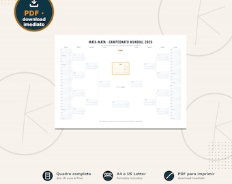 World Cup 2026 Knockout Stage Bracket Printable PDF | Football Match Schedule to Fill In | A4 Football Bracket