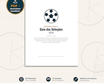 World Cup 2026 Team Guide Printable PDF | 48 Teams 12 Groups Fact Sheets and Tables | Printable Football