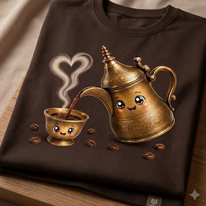 Cute Arabic Coffee Dallah PNG | Kawaii Coffee Pot Clipart | Sublimation Design | Transparent PNG