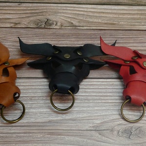 Bull Head Key Fobs, Leather Bull Keychain