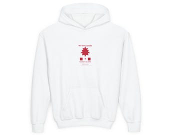 Młodzieżowa bluza z kapturem z logo kanadyjskiego liścia klonowego | Canada Pride, wzór czerwonego klonu