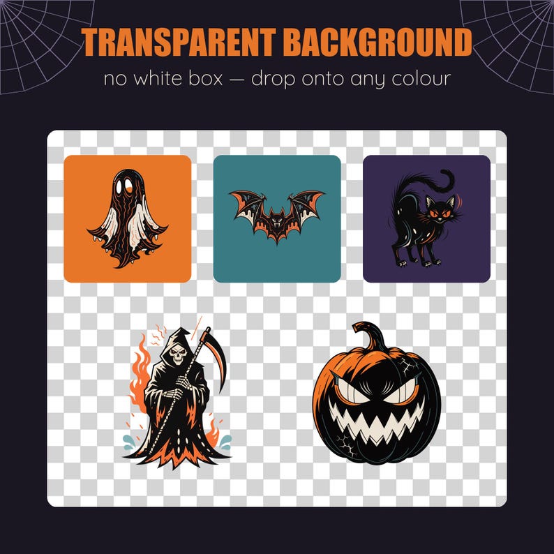 Paquete de imágenes prediseñadas góticas de Halloween, 50 imágenes PNG espeluznantes (descarga digital) imagen 5