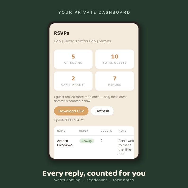 Baby Shower RSVP Website, Safari Animated Invitation with Countdown, Jungle Baby Shower Website Invite, Digital Invitation Made For You image 2