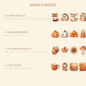Little Pumpkin Clipart, Fall Baby Shower Clipart, 35 PNG, Cute Watercolor Woodland Animals & Pumpkins, Autumn Nursery, Commercial Use image 5