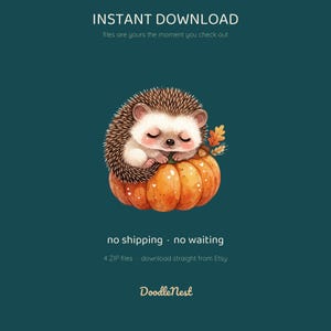 Little Pumpkin Clipart, Fall Baby Shower Clipart, 35 PNG, Cute Watercolor Woodland Animals & Pumpkins, Autumn Nursery, Commercial Use image 10