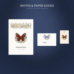 Faux Embroidery Butterfly PNG, 28 Stitched Clipart Bundle, Monarch Luna Moth Wildflower, Cottagecore Sublimation, Commercial Use image 8