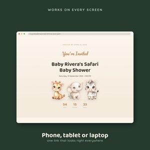 Baby Shower RSVP Website, Safari Animated Invitation with Countdown, Jungle Baby Shower Website Invite, Digital Invitation Made For You image 3