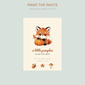 Little Pumpkin Clipart, Fall Baby Shower Clipart, 35 PNG, Cute Watercolor Woodland Animals & Pumpkins, Autumn Nursery, Commercial Use image 8