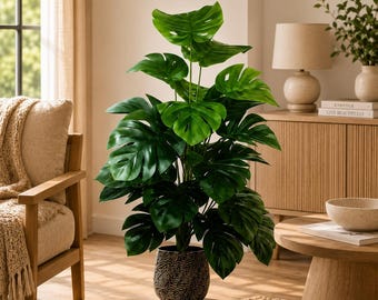 Grote kunstmatige monsteraplant, realistische nep-binnenboom, plastic groen Home Office-decor
