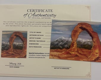 ACEO Delicate Arch Print COA by Artist