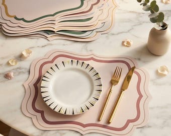 Waterproof Non Slip Table Mats Heat Resistant Dining Table Decor Soft Kitchen Placemat Bowl Coaster Modern Home Gift PU Leather Placemats