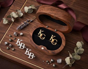 Personalized Initial Cufflinks , Custom Monogram Cuff Links , Men's Wedding Gift , Groomsmen Gift , Father's Day Gift , Formalwear Accessory
