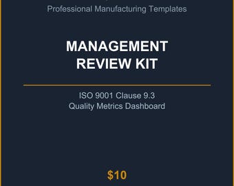 ISO 9001 Management Review Kit – Dashboard für Qualitätskennzahlen, Besprechungsprotokolle (Digitaler Download)