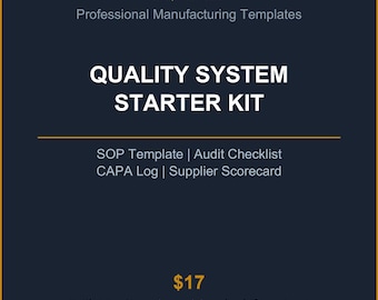 Qualitätssicherungssystem-Starterkit – Standardarbeitsanweisung, Audit-Checkliste, CAPA-Protokoll (Sofort-Download)