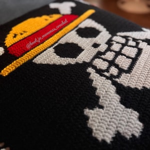 Decorazione a mosaico all'uncinetto con emblema di pirata anime - Solo schema immagine 1