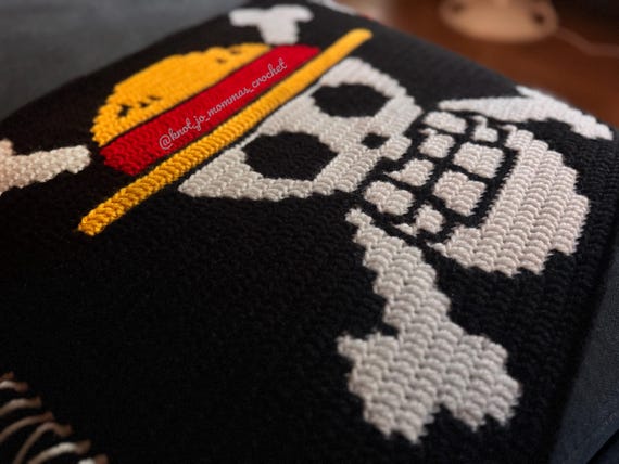 Anime Pirate Emblem Overlay Mosaic Crochet decor -Pattern Only