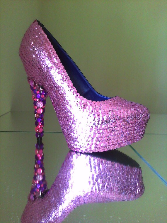 pink sequin heels