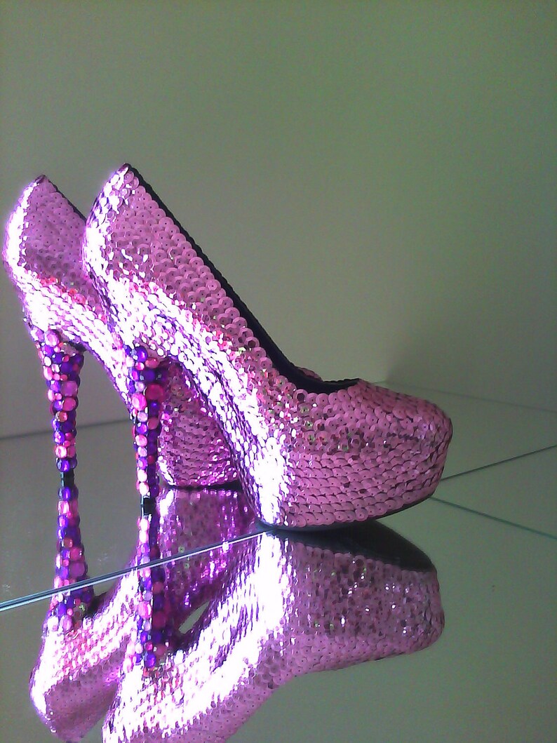 Pretty in Pink Custom Sequin Heel - Etsy