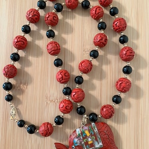 Cinnabar Cloisonne Necklace