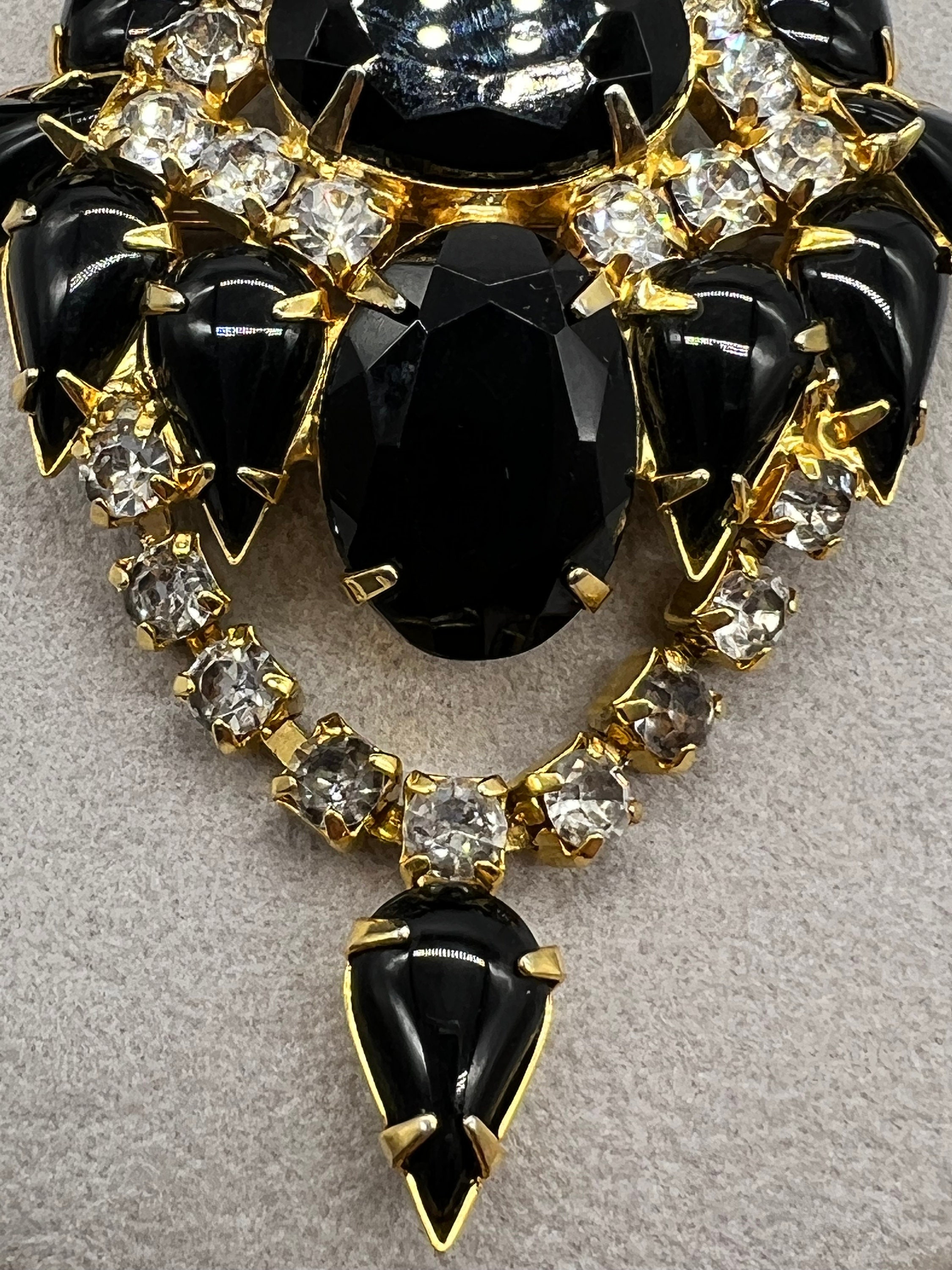Dramatic Black & Rhinestone Statement Pendant/brooch - Etsy