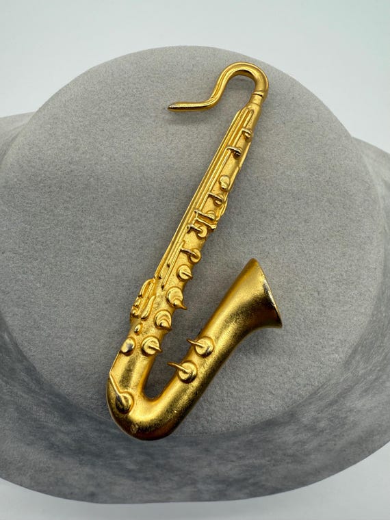 KJL Kenneth Jay Lane Saxophone Instrument Brooch … - image 1
