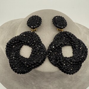 Richard Kerr Black Swarovski Statement Clip Earrings