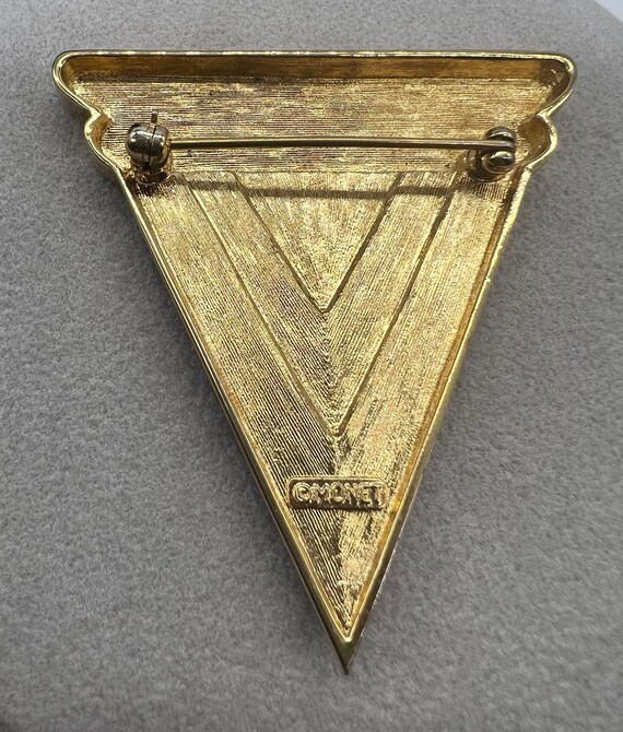 Vintage Monet Art deco style Triangle Brooch - image 3