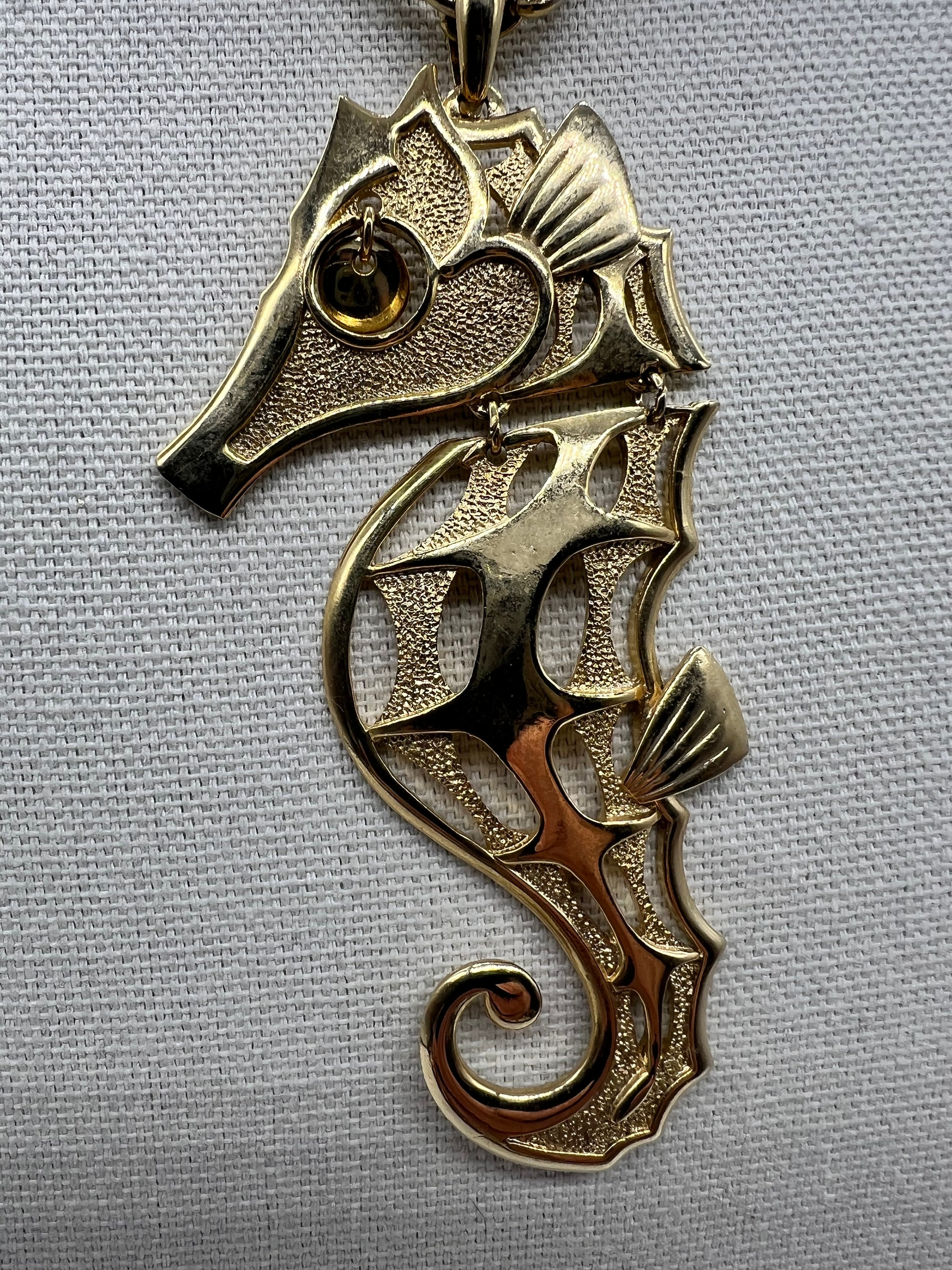 Vintage Articulated Seahorse Pendant Necklace Signed ALAN - Etsy