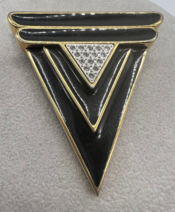 Vintage Monet Art deco style Triangle Brooch - image 5