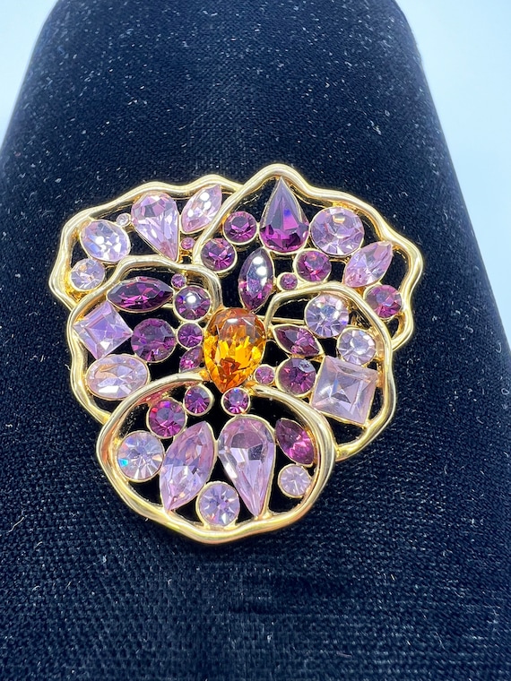 Nolan Miller “Wild Pansy” Rhinestone Brooch