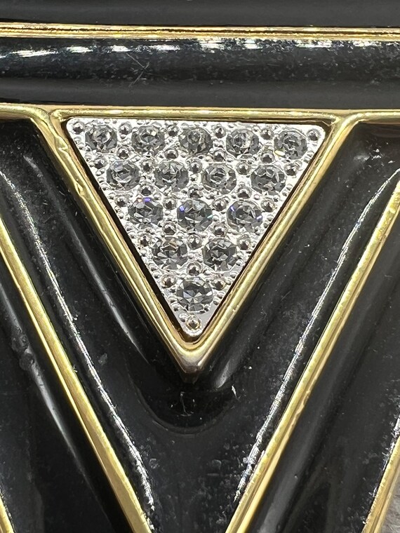 Vintage Monet Art deco style Triangle Brooch - image 2