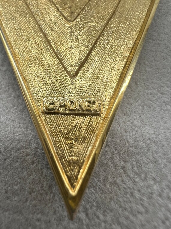 Vintage Monet Art deco style Triangle Brooch - image 4