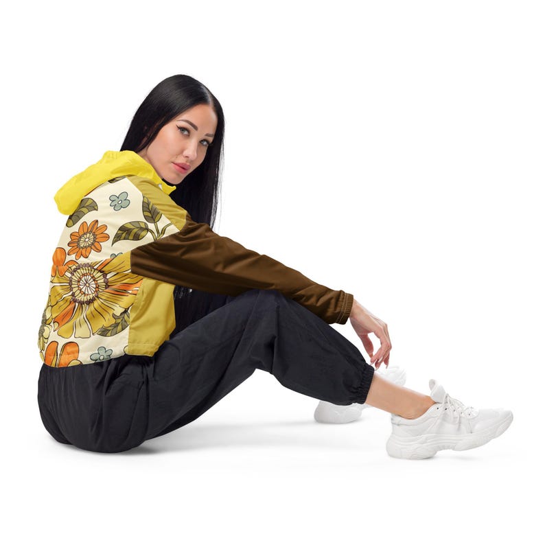 Flower Cropped Windbreaker Women Waterproof Rain Jacket Lightweight ...