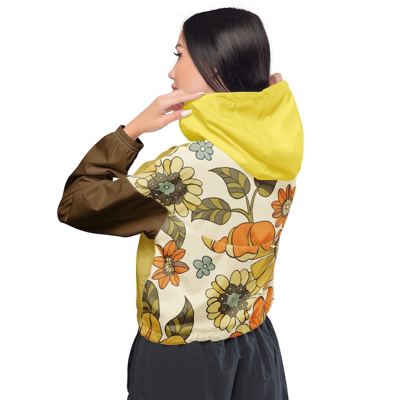 Flower Cropped Windbreaker Women Waterproof Rain Jacket Lightweight ...