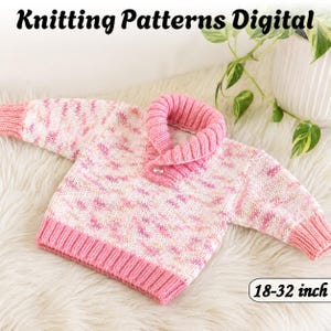 Modern Child Roll Neck Sweater Knitting Pattern – Stocking Stitch Jumper, 18-32 Inch (PDF Download)