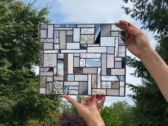 Iridescent Monochrome Patchwork Panel